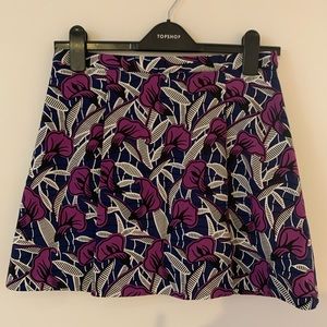 Club Monaco Blue/Purple Floral Print Mini Skirt